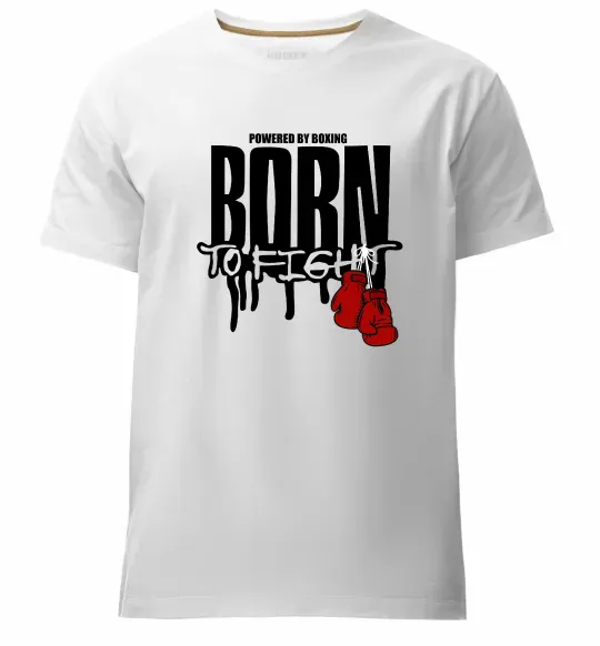 Чоловіча преміум футболка Born to fight Білий фото