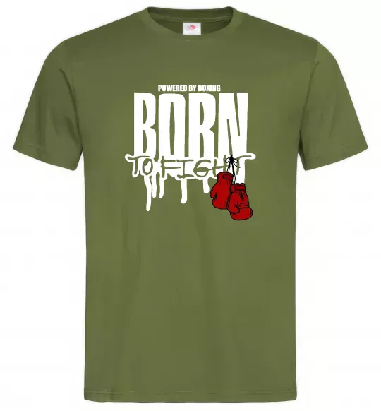 Мужская футболка Born to fight Оливковый фото
