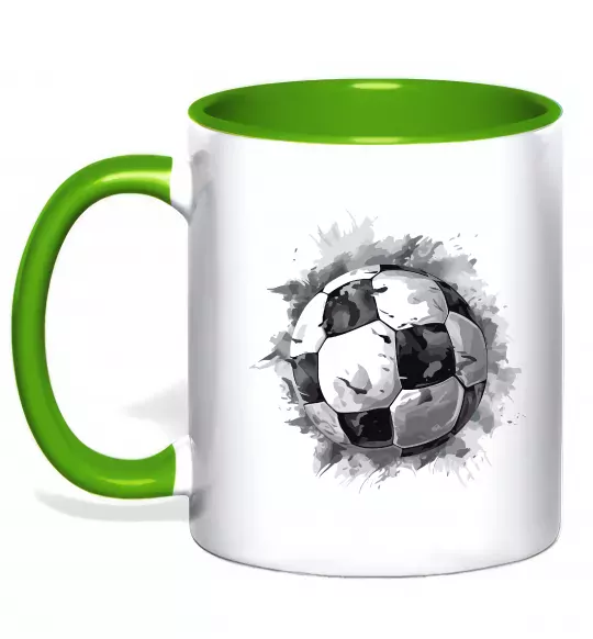 Чашка с цветной ручкой Футбольний м'яч Зеленый фото