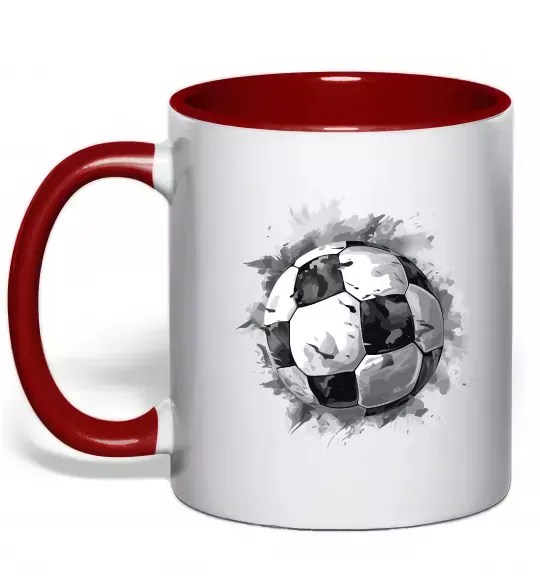 Чашка с цветной ручкой Футбольний м'яч Красный фото