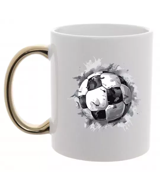 Чашка с цветной ручкой Футбольний м'яч Золото фото
