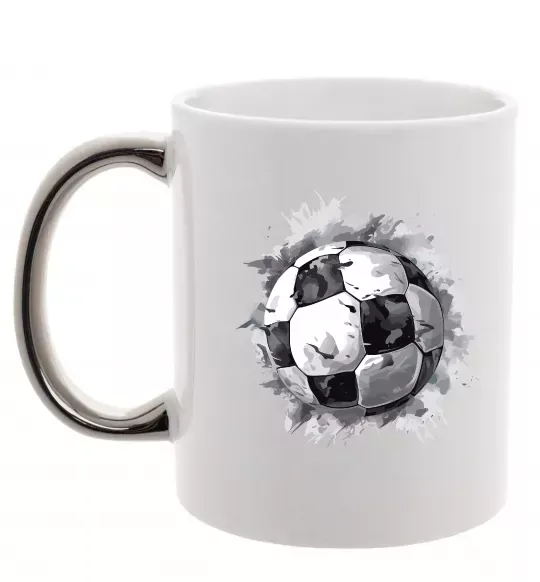 Чашка с цветной ручкой Футбольний м'яч Серебро фото