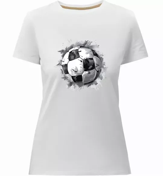 Женская премиум футболка Футбольний м'яч Белый фото