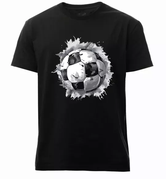 Мужская премиум футболка Футбольний м'яч Черный фото