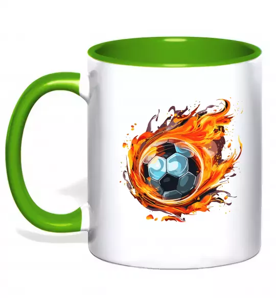 Чашка с цветной ручкой М'яч у вогні Зеленый фото