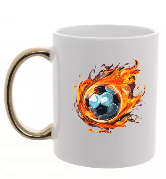 Чашка с цветной ручкой М'яч у вогні Золото фото