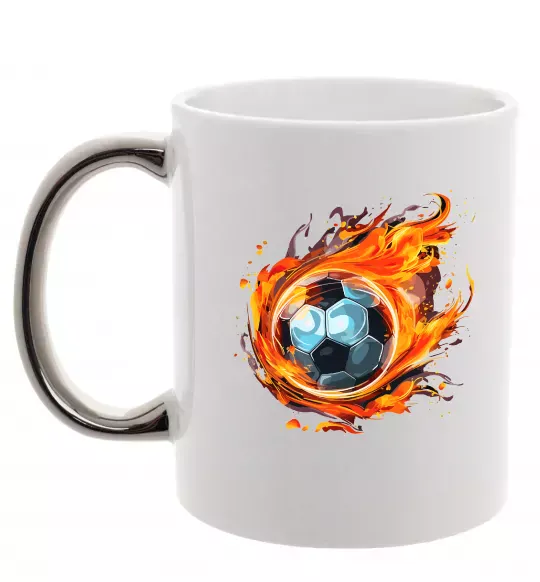 Чашка с цветной ручкой М'яч у вогні Серебро фото