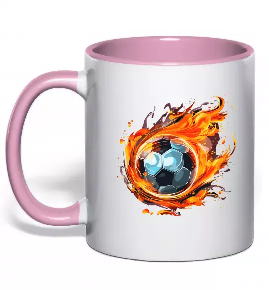 Чашка с цветной ручкой М'яч у вогні Нежно розовый фото