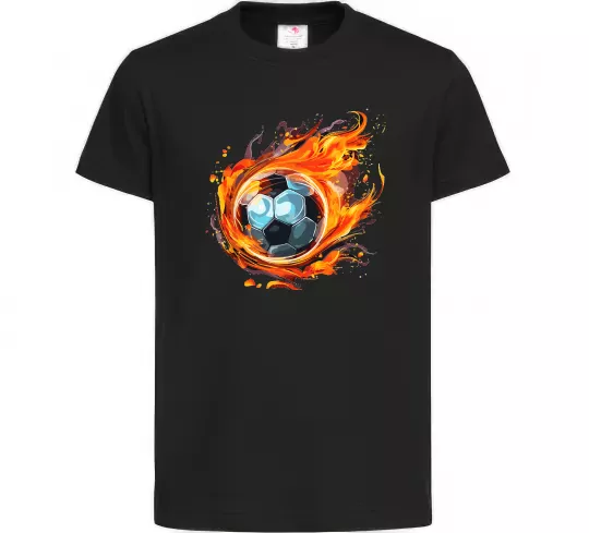 Дитяча футболка М'яч у вогні Чорний фото