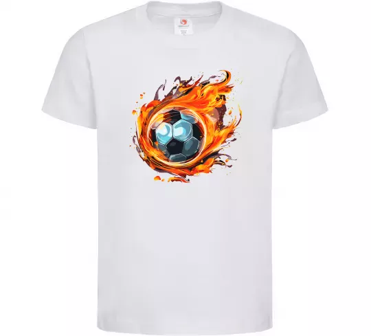 Дитяча футболка М'яч у вогні Білий фото