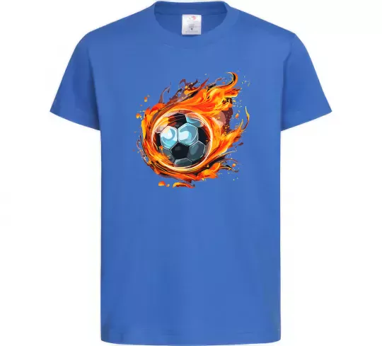 Дитяча футболка М'яч у вогні Яскраво-синій фото