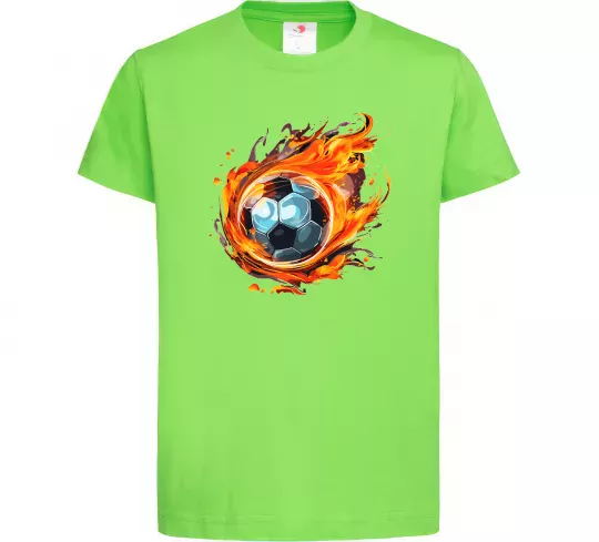 Дитяча футболка М'яч у вогні Лаймовий фото