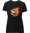 Жіноча преміум футболка М'яч у вогні Чорний фото
