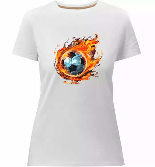 Жіноча преміум футболка М'яч у вогні Білий фото