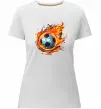 Жіноча преміум футболка М'яч у вогні Білий фото