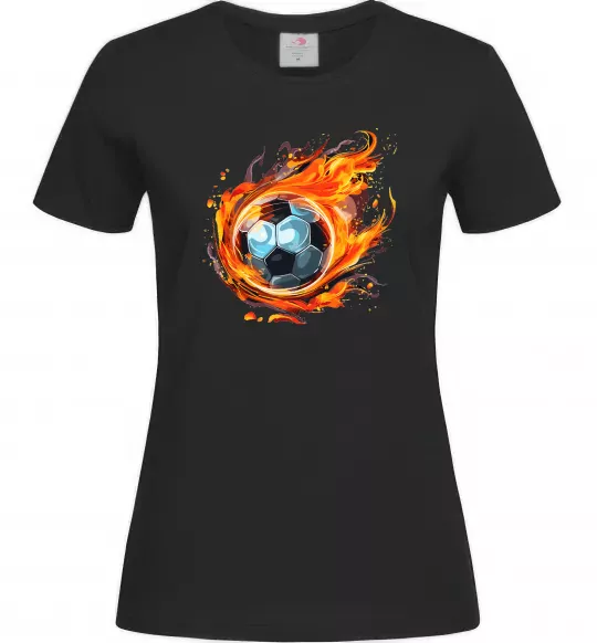 Женская футболка М'яч у вогні Черный фото