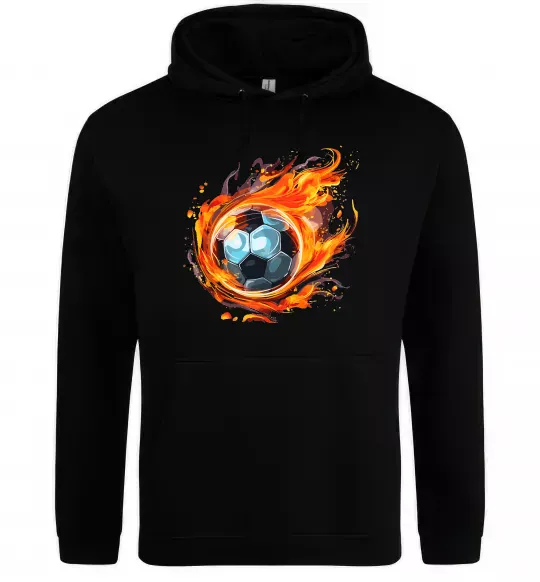 Мужская толстовка (худи) М'яч у вогні Черный фото