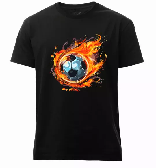 Чоловіча преміум футболка М'яч у вогні Чорний фото
