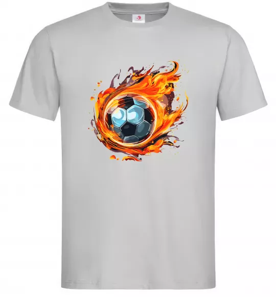 Мужская футболка М'яч у вогні Серый фото