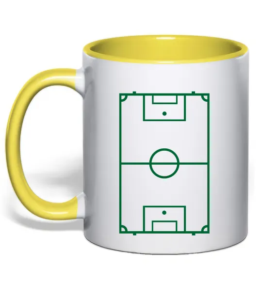 Чашка с цветной ручкой Футбольне поле Лимонный фото