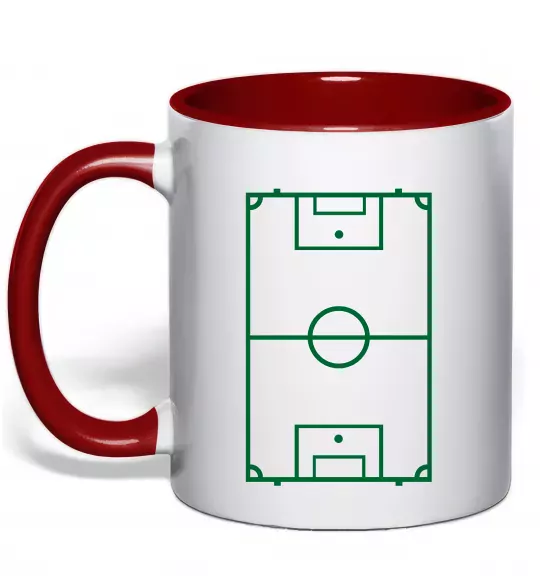 Чашка с цветной ручкой Футбольне поле Красный фото