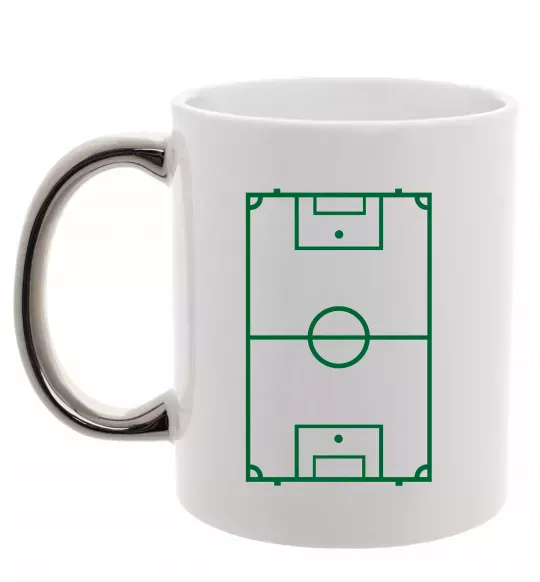 Чашка с цветной ручкой Футбольне поле Серебро фото