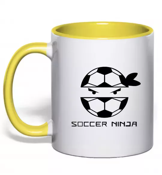 Чашка с цветной ручкой Soccer ninja Солнечно желтый фото