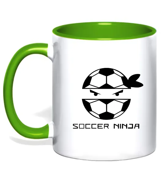 Чашка з кольоровою ручкою Soccer ninja Лаймовий фото