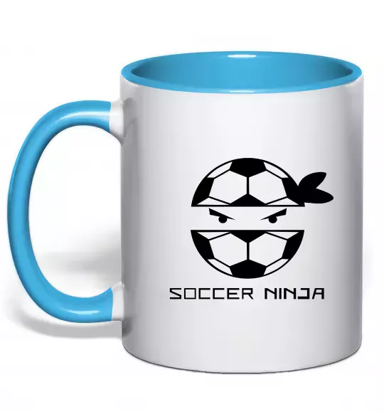 Чашка с цветной ручкой Soccer ninja Голубой фото