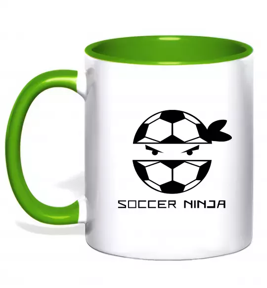 Чашка с цветной ручкой Soccer ninja Зеленый фото