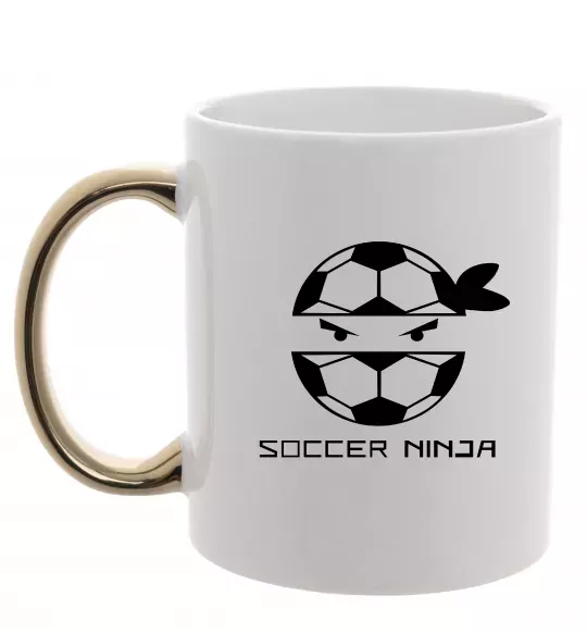 Чашка с цветной ручкой Soccer ninja Золото фото