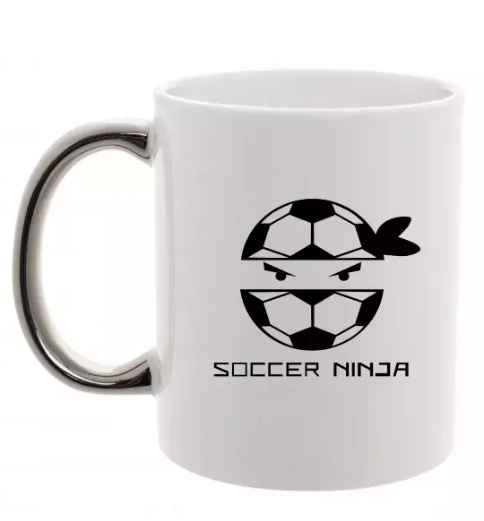 Чашка с цветной ручкой Soccer ninja Серебро фото