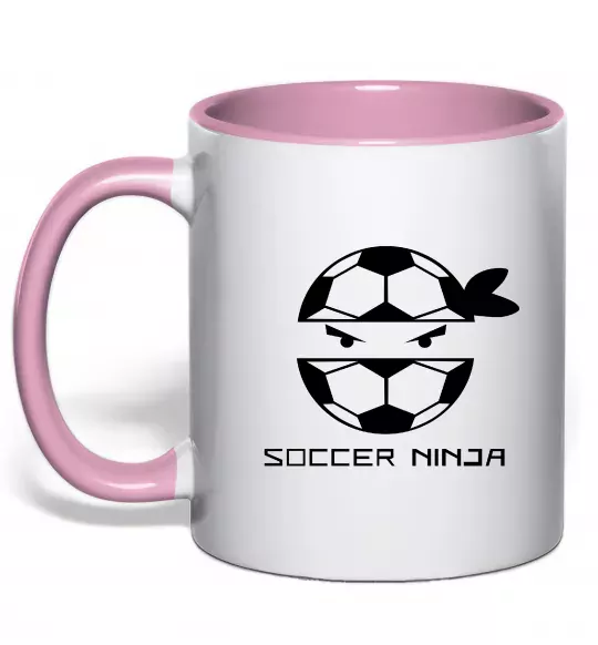 Чашка с цветной ручкой Soccer ninja Нежно розовый фото