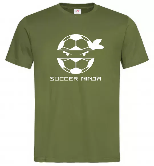 Мужская футболка Soccer ninja Оливковый фото