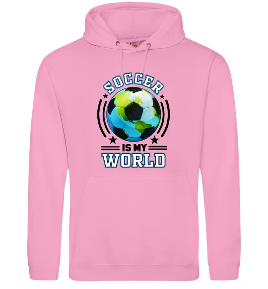 Мужская толстовка (худи) Soccer is my world Розовый фото