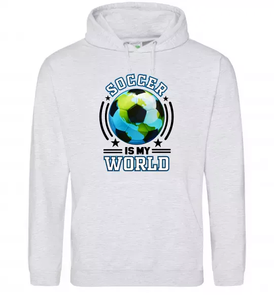 Жіноча толстовка (худі) Soccer is my world Сірий меланж фото