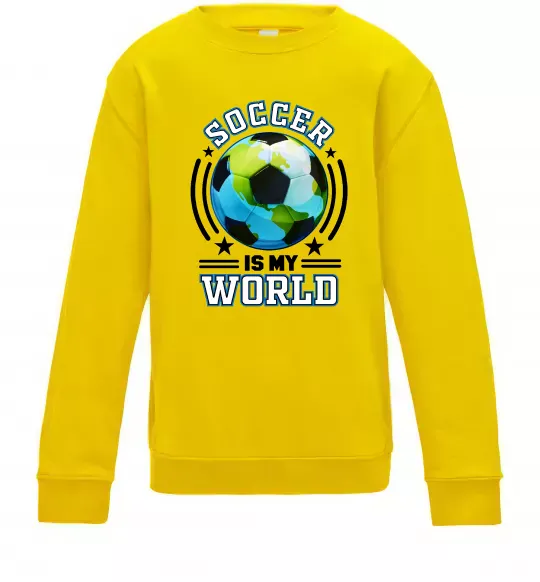 Детский Свитшот Soccer is my world Солнечно желтый фото