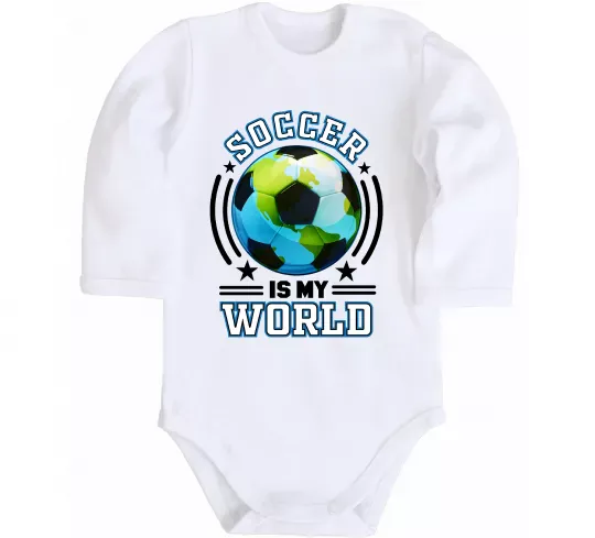 Дитячий бодік Soccer is my world Білий фото