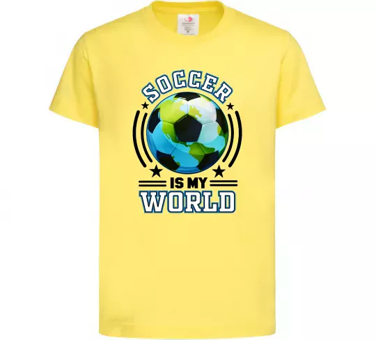 Детская футболка Soccer is my world Лимонный фото