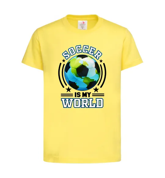 Дитяча футболка Soccer is my world Лимонний фото