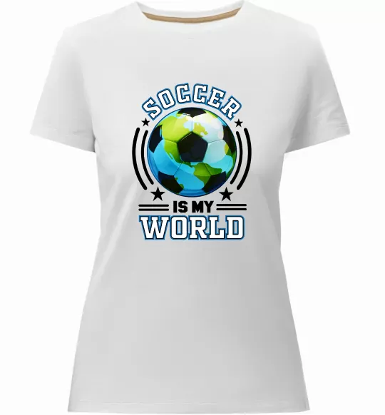 Женская премиум футболка Soccer is my world Белый фото