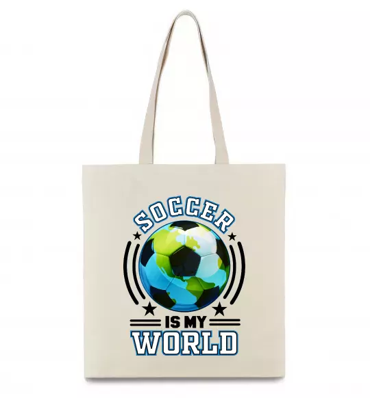 Еко-сумка Soccer is my world Бежевий фото