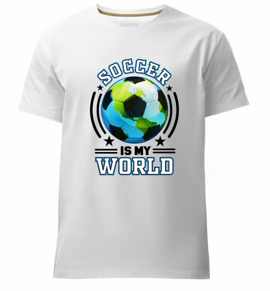 Чоловіча преміум футболка Soccer is my world Білий фото