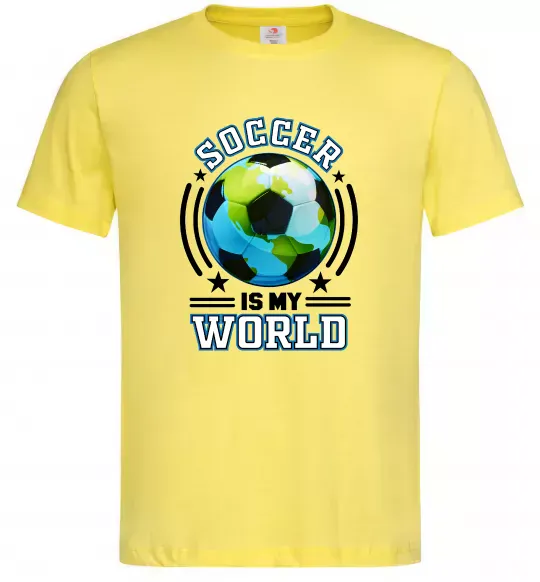 Мужская футболка Soccer is my world Лимонный фото