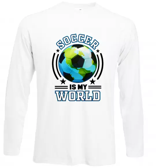 Лонгслив Soccer is my world Белый фото