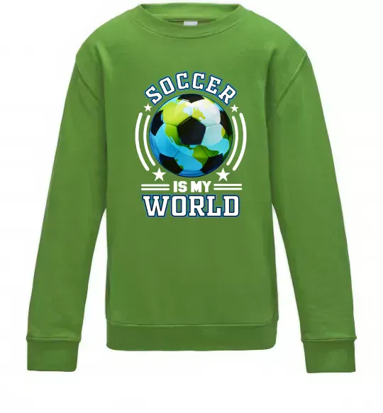 Детский Свитшот Soccer is my world Лаймовый фото