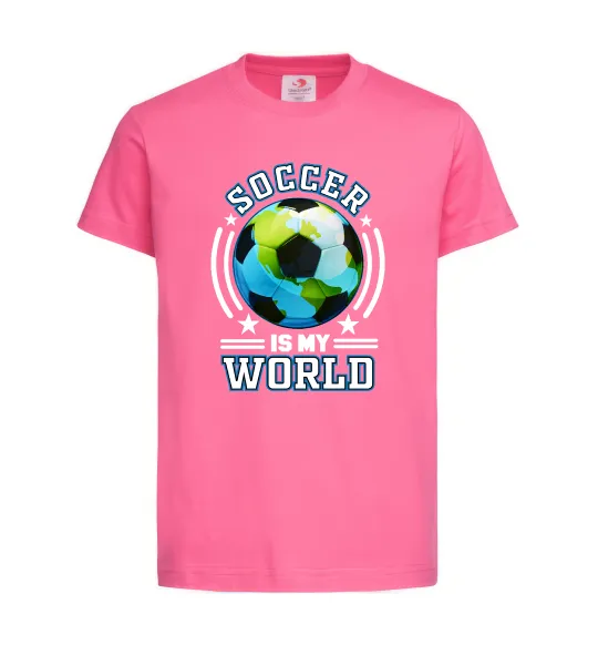Дитяча футболка Soccer is my world Яскраво-рожевий фото