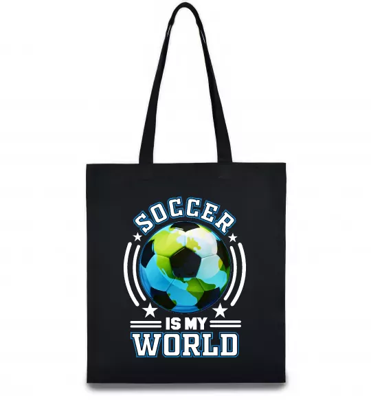 Еко-сумка Soccer is my world Чорний фото