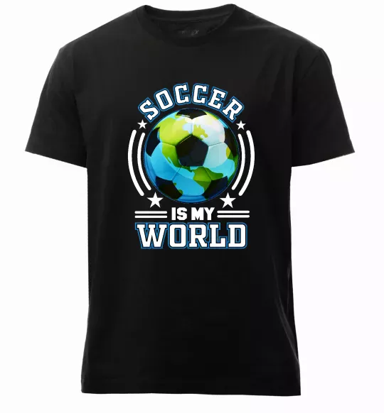 Чоловіча преміум футболка Soccer is my world Чорний фото