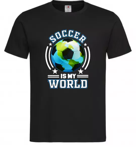 Мужская футболка Soccer is my world Черный фото